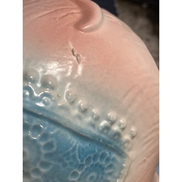 Napcoware Vintage Hippo Pink Blue Ceramic Baby Gift Planter C-8569 - Picture 15 of 15